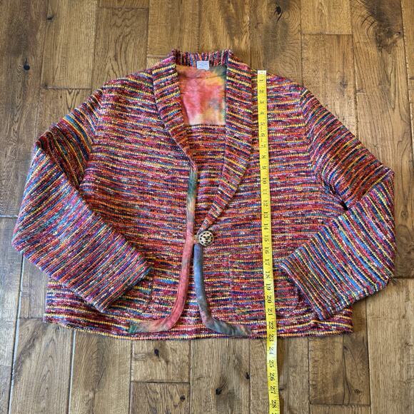 VTG Rainbow Colorful Art To Wear Handwoven Jacket Blazer Womens Sz XL - Picture 3 of 5
